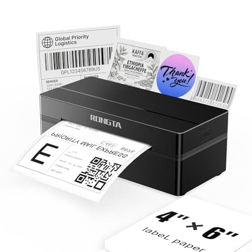 Rongta Bluetooth Shipping Label Printer, Wireless 4x6 Thermal Label Printer for Shipping Packages, Support Android, iPhone, Widely Used for Amazon, Ebay, Shopify, Etsy, UPS, Black 9