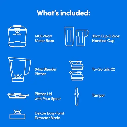 nutribullet® SmartSense Blender Combo, 1400W, 64oz Pitcher, 32oz & 24oz Cups, 5-Speed, Smoothies, Ice and Frozen Fruit, Nut Milk, Soup, Matte Black, NBF50700AK 12