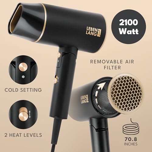 LEBENLANG Ionic Hair Dryer 1875W - Compact, Portable, Lightweight, with Diffuser and Bag for Travel 5