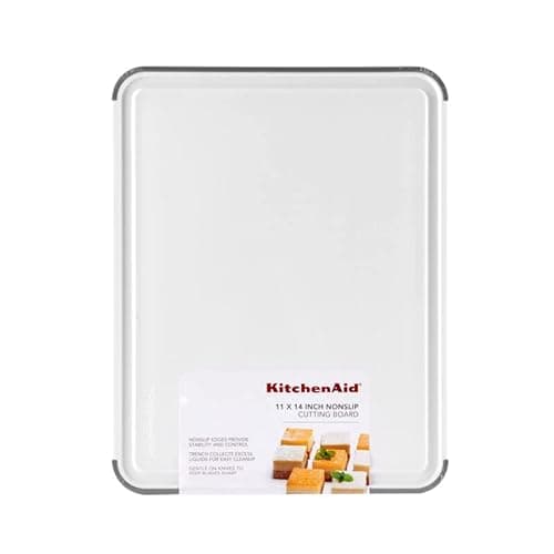 KitchenAid Classic Cutting Board with Perimeter Trench and Non Slip Edges, Dishwasher Safe, 11 inch x 14 inch, White and Gray 7