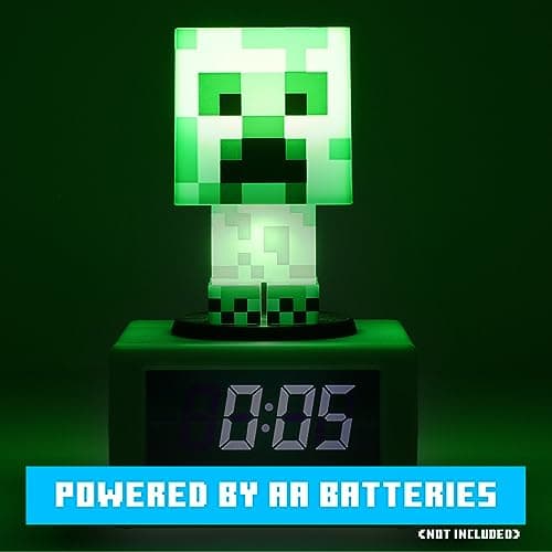 Paladone Minecraft Offical Licensed Creeper Icon Alarm Clock and Night Light for Kids and Tweens, Gaming Room Accessory - Minecraft Gamer Enthusiast Novelty Gift 6
