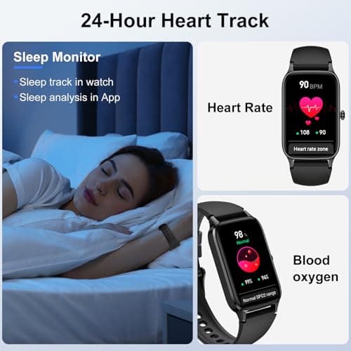 Smart Watch for Men Women, 1.57" Smartwatch (Answer/Make Call) , Fitness Tracker with 110+ Sport Modes, Heart Rate/Sleep Monitor, IP68 Waterproof, Bluetooth Calls, Smartwatches for Android iOS Black 6