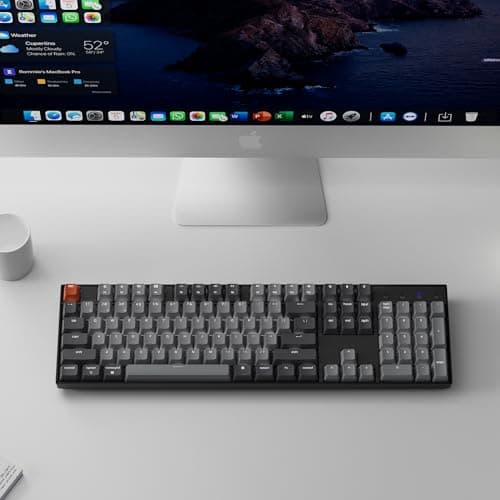 Keychron K10 Full Size 104 Keys Bluetooth Wireless Mechanical Gaming Keyboard for Mac Windows with Keychron Silent K Pro Red Switch, Multitasking/White LED Backlight/USB C Wired Computer Keyboard 7