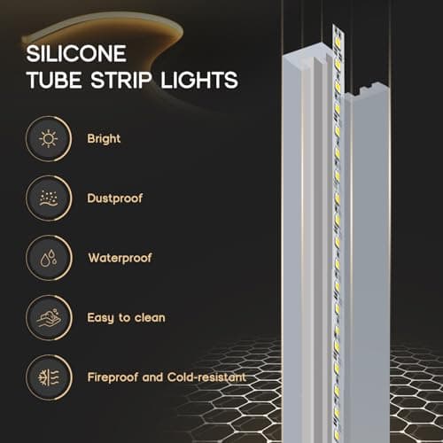 VOEWT LED Strip Lights Warm White 3000K,16.4ft 110-120V Neon Rope Lights,Flexible Silicone Outdoor Waterproof Neon Strip Lights for Bedroom,Mirror,Kitchen Cabinet, Living Room,Halloween Decor 6