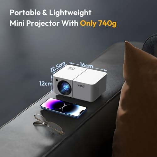Mini Smart Projector, XGODY X2 Android 12 Portable HD Projector 12000L 1080P Support with WiFi and Bluetooth, Electric Focus/Keystone, Built-in Prime V, YouTube 8000+ APP, Tripod Included(Pearl White) 7