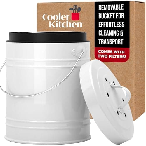3 Liter Small Indoor Kitchen Compost Bin, Odorless Composting Bin with Carbon Filters, Countertop Compost Bucket with Lid, Metal Kitchen Composter with Plastic Bucket Liner for Food & Waste Recycling