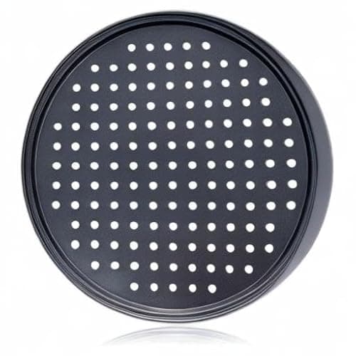 Pizza Pan With Holes, 2 Pack Carbon Steel Perforated Non-Stick Tray Tool Crispy 12inch Round for Home Kitchen 10