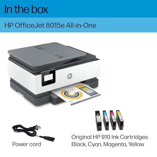 HP OfficeJet 8015e Wireless Color All-in-One Printer, 6 month Instant Ink trial included 6