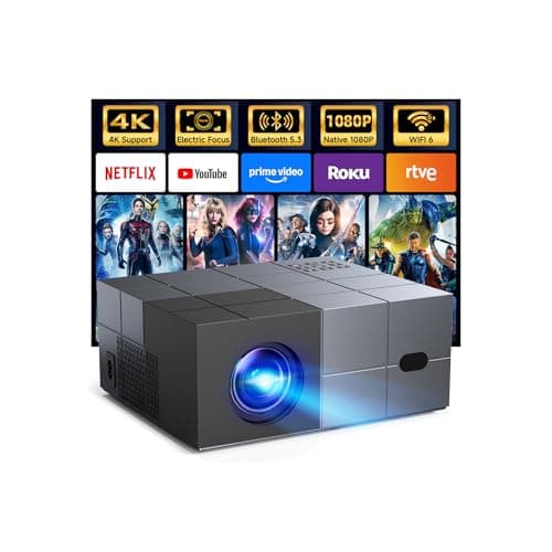 Projector with WiFi and Bluetooth - [High Brightness/Electric Focus]Outdoor Movie Projector ,Portable Smart Home Projector 1080P 4K Supported for Movie Night/Home Theater/Bedroom Gift for Her/Him