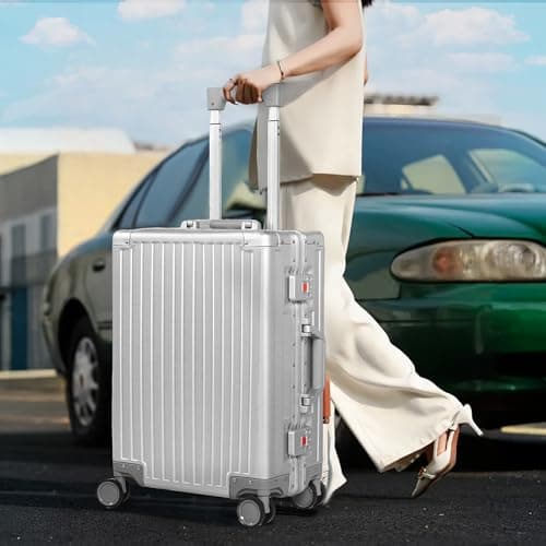 UrbanExplorer All Aluminum Carry On Luggage 22x14x9 Airline Approved Heavy Duty Hard Shell Suitcases Zipperless Suitcase with TSA Lock, Sliver, 20 Inch 6
