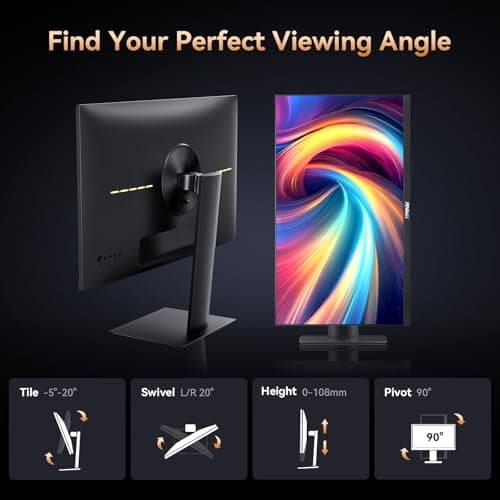 27 Inch Computer Monitor - Fast IPS 2K QHD 2560 x 1440 Desktop Monitor 100Hz FreeSync 100% sRGB TÜV Eye Care PC Gaming Screen Support Vesa Height/Tilt/Swivel/Pivot for Office Work (HDMI 2.0 & DP1.4) 6