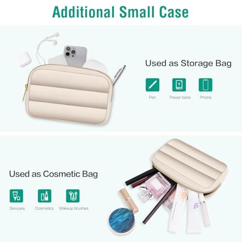 MOSISO Laptop Case 13.3 inch, 13-13.3 inch Puffy Laptop Sleeve Compatible with MacBook Air 13.6 M5 M4 M3 M2 M1/Neo/Pro 13/14, HP Dell ASUS Lenovo,Polyester Horizontal Bag with Small Case, Sand 8