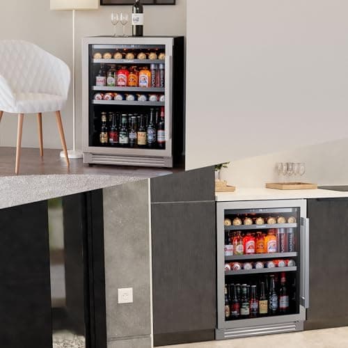 Ca'Lefort 24 Inch Beverage Refrigerator, 180 Can 34°F -54°F Beverage Fridges, Drink Fridge with Glass Door 3 LED Beverage Coolers Built in or Freestanding, Perfect for Home/Kitchen(Left-Hinged) 8