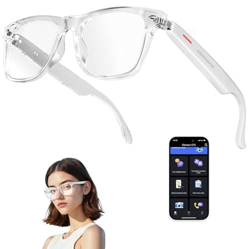 Domhong AI Smart Glasses for Women and Men with Chat GPT, Bluetooth Translation Glasses with 164 Languages, Open Ear Audio with Mic & Speakers, Hands-Free Calls, UV Protection & Anti-Blue Light