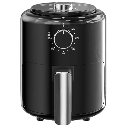 Compact Air Fryer Small 2QT, 4-in-1 Small Mini Airfryer, Bake, Roast, Reheat, 98% Less Oil, Adjustable Temperature Control w/ 60min Timer, Quiet, Nonstick & Dishwasher Safe Basket, BPA-Free, Black