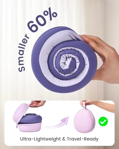 KPNEOL Travel Pillow, Neck Pillow – Ergonomic Memory Foam Pillow for Airplane, Adjustable & Ultra-Lightweight with Dual-Sided Fabric for Flight, Car, and Office Use, Purple 6