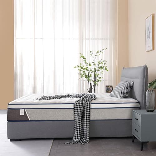 Rimensy Full Gel Memory Foam & Innerspring Hybrid Mattress, Motion Isolation, Medium Firm, Pressure Relief, 54"x75"x12" 5