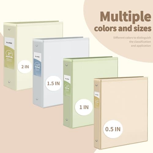 SUNEE 3 Ring Binder 1 Inch 4 Pack, Clear View Binder Three Ring PVC-Free (Fit 8.5x11 Inches) for School Binder or Office Binder Supplies, Assorted Pastel Binder 5
