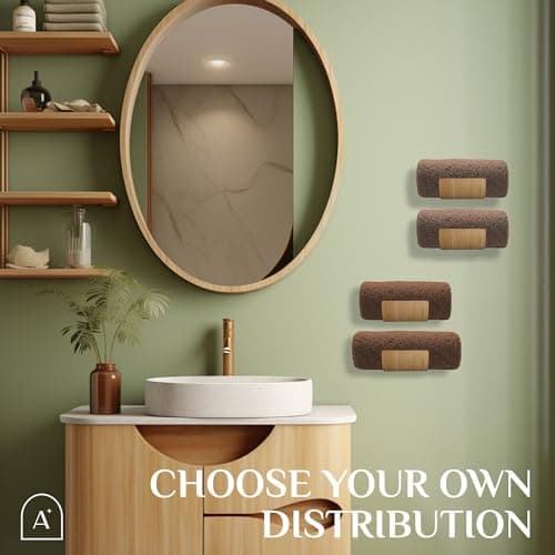 Bamboo Towel Rack by Aura Nest Set of 4 Wood Towel Racks Bamboo Bathroom Accessories -Wall Towel Holder for Rolled Towels Wooden Towel Racks for Bathroom Spa Bathroom - Natural Bamboo 5