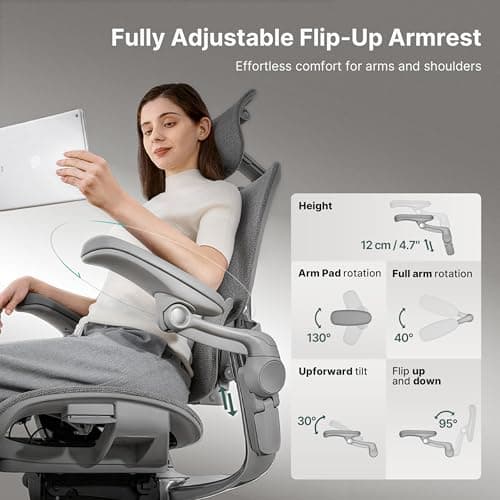 HINOMI H2 Pro Premium Ergonomic Office Chair - Comfy Home Office Desk Computer Chair with Adjustable Back Support, Swivel Wheels, Flip-up Arms, Comfortable Mesh Seat for Desk Work (Black) 6