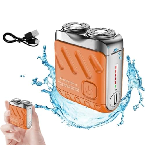 R-12 Luggage Electric Shaver, Beard Shaver Mini and Portable Suitcase Design, Electric Mini Razor Portable Electrics Shavers, USB Rechargeable One-Button Long Lasting for Home Travel (Orange)