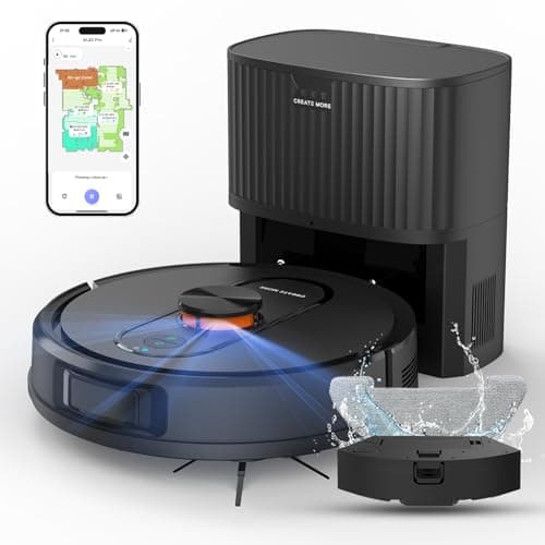 eitton 5000Pa LiDAR Robot Vacuum Cleaner,60 Days Hands-Free Robot Vacuum and Mop with Self-Emptying
