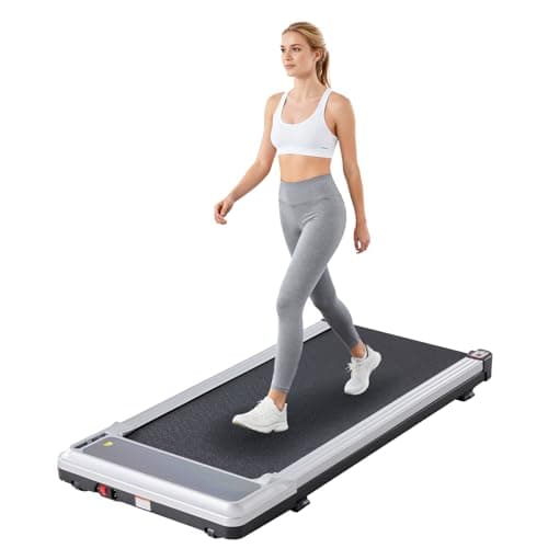 Sweetcrispy Compact Armless Treadmill for Small Spaces, Quiet Under-Desk Walking Pad, Slim & Portable Design for Home Office Workouts, Ideal for Apartments and Work-from-Home Fitness, Silvery