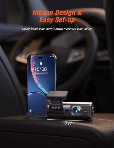 iZEEKER 2.5K Dash Cam WiFi Dash Camera for Cars, Mini Car Camera 1440P Front Dashcams with App, Free 32GB Card, Night Vision, WDR, G-Sensor, Loop Recording, 24H Parking Mode Supports 6