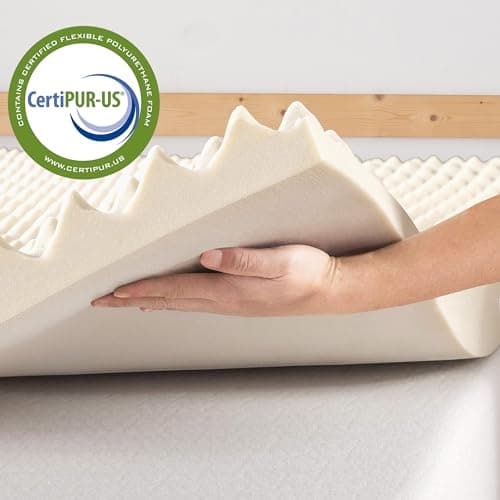 Greaton, 1-Inch Convoluted Copper-Infused Memory Foam Mattress Toppers, Cooling and Pressure Relieving with Airflow Design, King, Beige 6