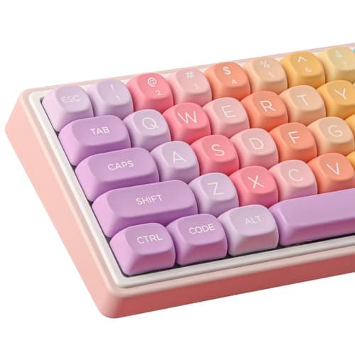 Tsungup MOA Profile Keycaps,PBT Cute Rainbow Candy Keycaps 126 Keys Dye-Sublimation Custom Keycap Set with Keycap Puller for Cherry Gateron MX Swithes Mechanical Keyboards