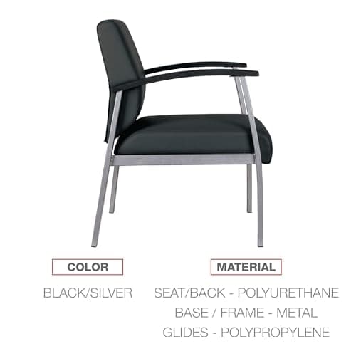 Alera Alera metaLounge Series Mid-Back Guest Chair, 24.6" x 26.96" x 33.46", Black Seat, Black Back, Silver Base 6
