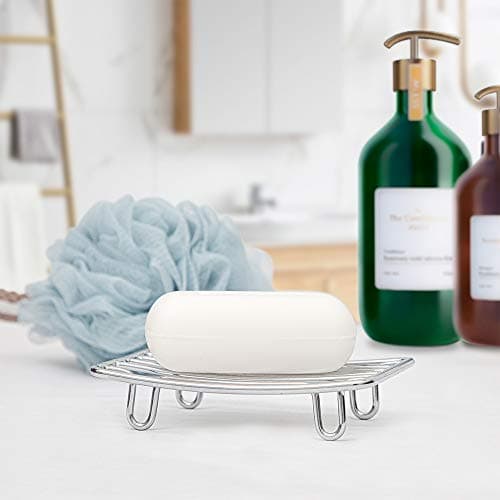 GUUKAR Bar Soap Dish Holder for Shower Bathroom Stainless Steel Rust Proof Self Draining with White Soap Saver Pad 2