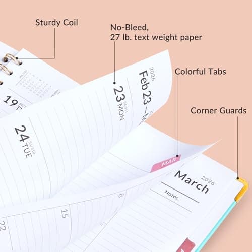 Forvencer 2026 Planner, Weekly and Monthly Calendar Planner for Women, Jan 2026 - Dec 2026, 8.5" x 11", Hardcover Planning Agenda book with Monthly Tabs, Spiral Bound, Inner Pocket, Cute Journal Organizer Notebook for Office School, A4 Size, Green 5