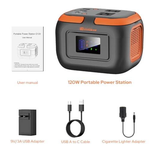 Portable Power Station 120W, Power Bank with AC Outlet, Portable Generator 97.6Wh External Battery Power Pack with USB C Input for Camping Home Van Life Adventure Backup 9