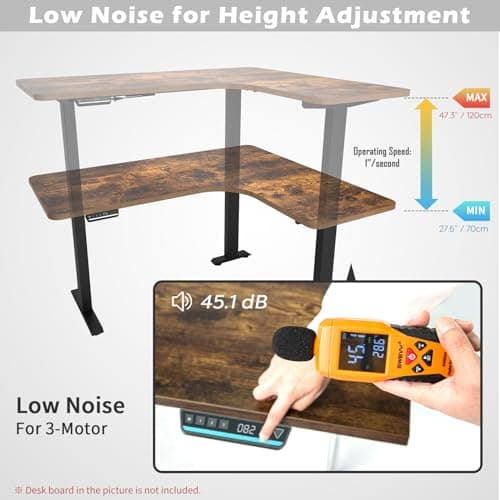 TOPSKY Electric Adjustable Standing and Sitting Computer Desk with 3 Legs for Home and Office 270lb Weight Capacity (Black, Triple) 5