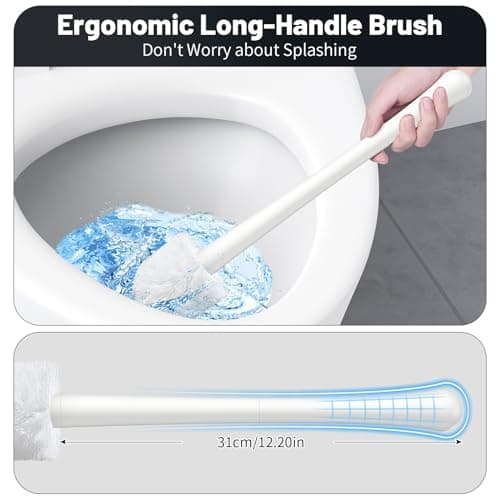 Toilet Brush and Holder Set, Compact Toilet Bowl Brush and Holder, Hidden Toilet Cleaner Brush, Flexible Toilet Brush for Deep Cleaning, Toilet Bowl Brush for Toilet, Decorative Bathroom Supplies 7