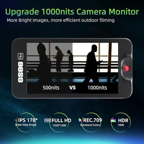 Osee T5+ 5.5 Inch 1000nits Camera Monitor, Customizable False Color Field Monitor, HDR 4K HDMI Input 8 MySets Preview Workflow DSLR Monitor, Peaking Focus Assist, 3D Lut (Battery Not Included) 8