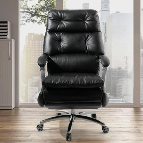 Kinnls Alberto Power Recliner Chair, Electric Fully Reclining Genuine Leather Office Chair with Foot Rest Comfy High-Back Desk Chair Recliner Cowhide Leather (Brown) 7