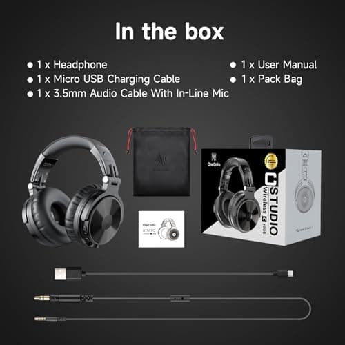 OneOdio Bluetooth Over Ear Headphones, 110 Hrs Wireless/Wired Stereo Sound Foldable Headsets with Deep Bass 50mm Neodymium Drivers for PC/Computer/Podcast- Studio Wireless Pro C, Black 9
