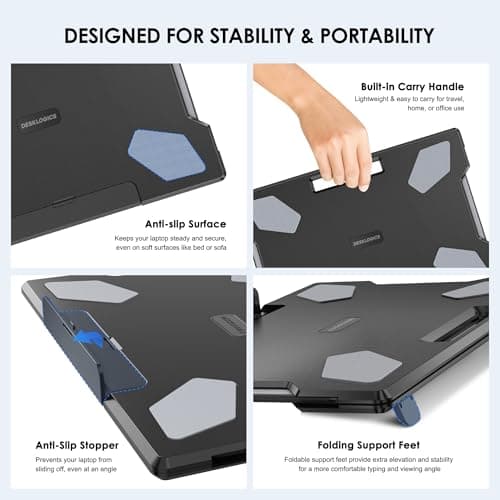 DeskLogics Laptop Lap Desk for Bed & Couch, Portable Laptop Lap Pad with Retractable Left/Right Mouse Pad, Stable & Comfortable Lap Tray for Sofa, Travel, Writing & Home Office 7