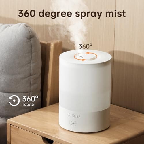 YOGIN Humidifiers for Bedroom Large room,Top fill 2.5L Ultrasonic cool mist Humidifiers for Baby Nursery and Plants,Up to 24 Hours, 24db Quiet,Night Light, Auto Shut Off, Easy Clean Humidifier 6