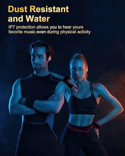 Wireless Earbuds, Bluetooth 5.4 Headphones Sport, Over Ear Buds With ENC Noise Cancelling Mic, 48H, Wireless Earphone With Earhooks, Stereo Deep Bass, IP7 Waterproof ear bud for Workout Running,Orange 6