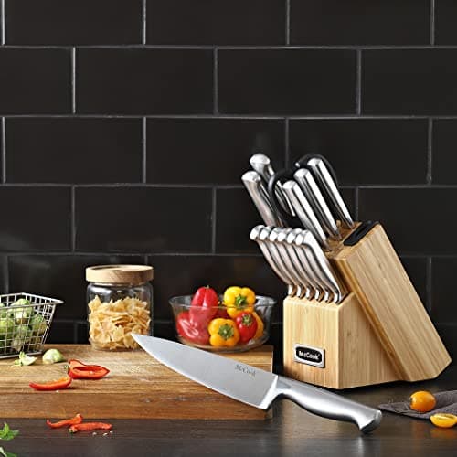 McCook® Knife Sets,German Stainless Steel Knife Block Sets with Built-in Sharpener 7