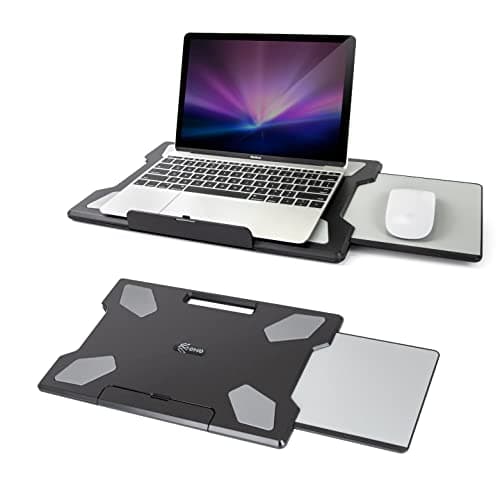 EHO Laptop Lap Desk with Retractable Mouse Pad, Portable Ergonomic Lap Pad with Heat Shield and Foldable Stopper, Lightweight Travel Lapdesk Fits up to 16" Laptops, Bed Sofa or Work Use