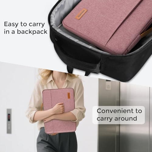 DOMISO 17 inch Laptop Sleeve Protective Case Cover Compatible with 17-17.3 inch HP Dell ASUS Lenovo Chromebook,Waterproof Computer Cases Bag with Handle,Pink 7