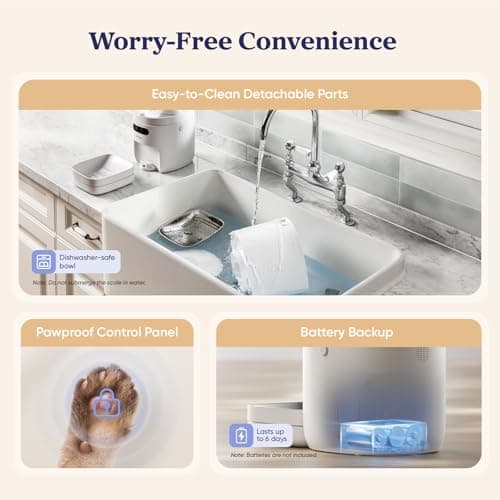 Pawsync Automatic Cat Feeder, WiFi Smart Scale Tracks Pet's Food Intake, App Control, 3.6L Timed Food Dispenser for Cats and Dogs, Up to 10 Meals Per Day, Stainless Steel Bowl, Dual Power Supply 7