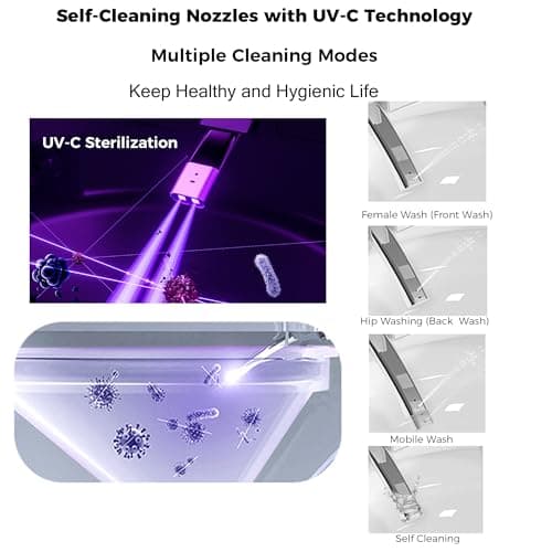 WinZo Luxury Smart Toilet With Bidet Seat, Elongated Egg Shaped Modern Design, Auto Open Auto Flush, Adjusted Heated Seat, Warm Water and Dryer, Night Light, Side Buttons, Matte Black 7