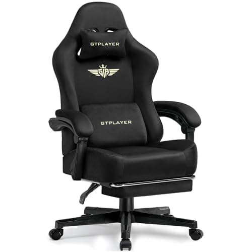 GTPLAYER Big and Tall Gaming Chair 400lbs Heavy Duty Office Chair with Footrest,High Back Pocket Spring Ergonomic Computer Chair for Adults,Wide Comfy Seated Cushion with Linkage Armrests, Black
