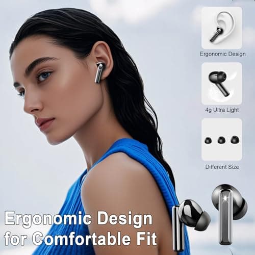 AOSRAU Wireless Earbuds, Bluetooth 5.4 Headphones with HiFi Stereo, in Ear Earphones with 4 ENC Mics, 48H Bluetooth Earbuds with LED Display Charging Case, IP7 Waterproof Ear Buds 6