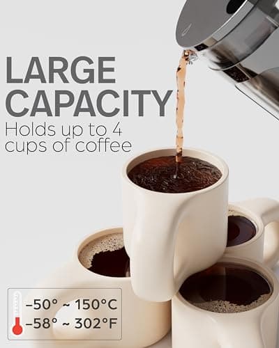 Veken 27 Ounce/800 ml French Press Plunger Coffee Maker Cafetière, Double Wall Heat Resistant Borosilicate Glass Coffee Press, Cold Brew Coffee Pot for Kitchen and Gifts, Dishwasher Safe, Dark Pewter 6